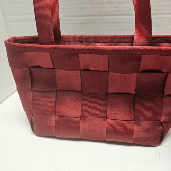 Harveys Seatbelt Dark Red Woven Small Tote Vintage Y2K Purse Shoulder Bag - Picture 5 of 14